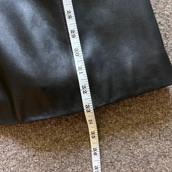 Vintage Nicole Miller 3/4 Length Genuine Leather Black Trench Coat Size Large - Picture 12 of 13